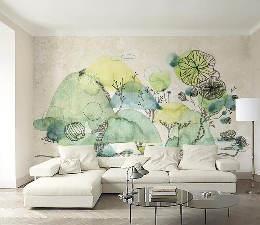 3D Lotus Leaf WC094 Wall Murals Wallpaper AJ Wallpaper 2 