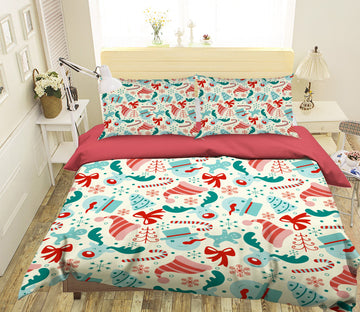 3D Christmas Hat Snowman 45008 Christmas Quilt Duvet Cover Xmas Bed Pillowcases