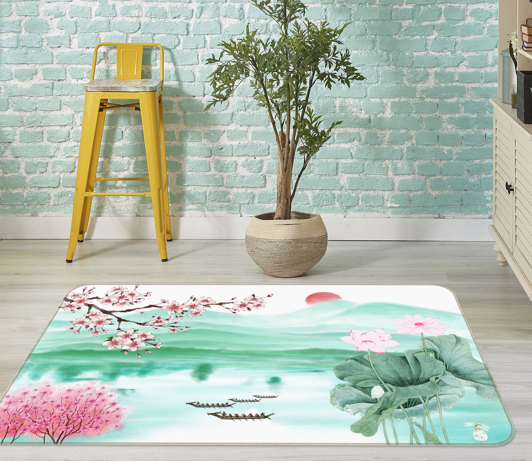 3D Flower River 34031 Non Slip Rug Mat