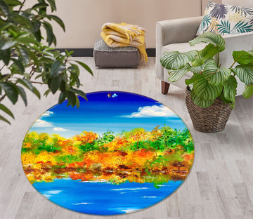 3D Oil Painting Landscape 886 Skromova Marina Rug Round Non Slip Rug Mat