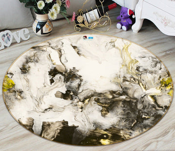 3D Yellow And Black Water Ripple 14 Round Non Slip Rug Mat Mat AJ Creativity Home 