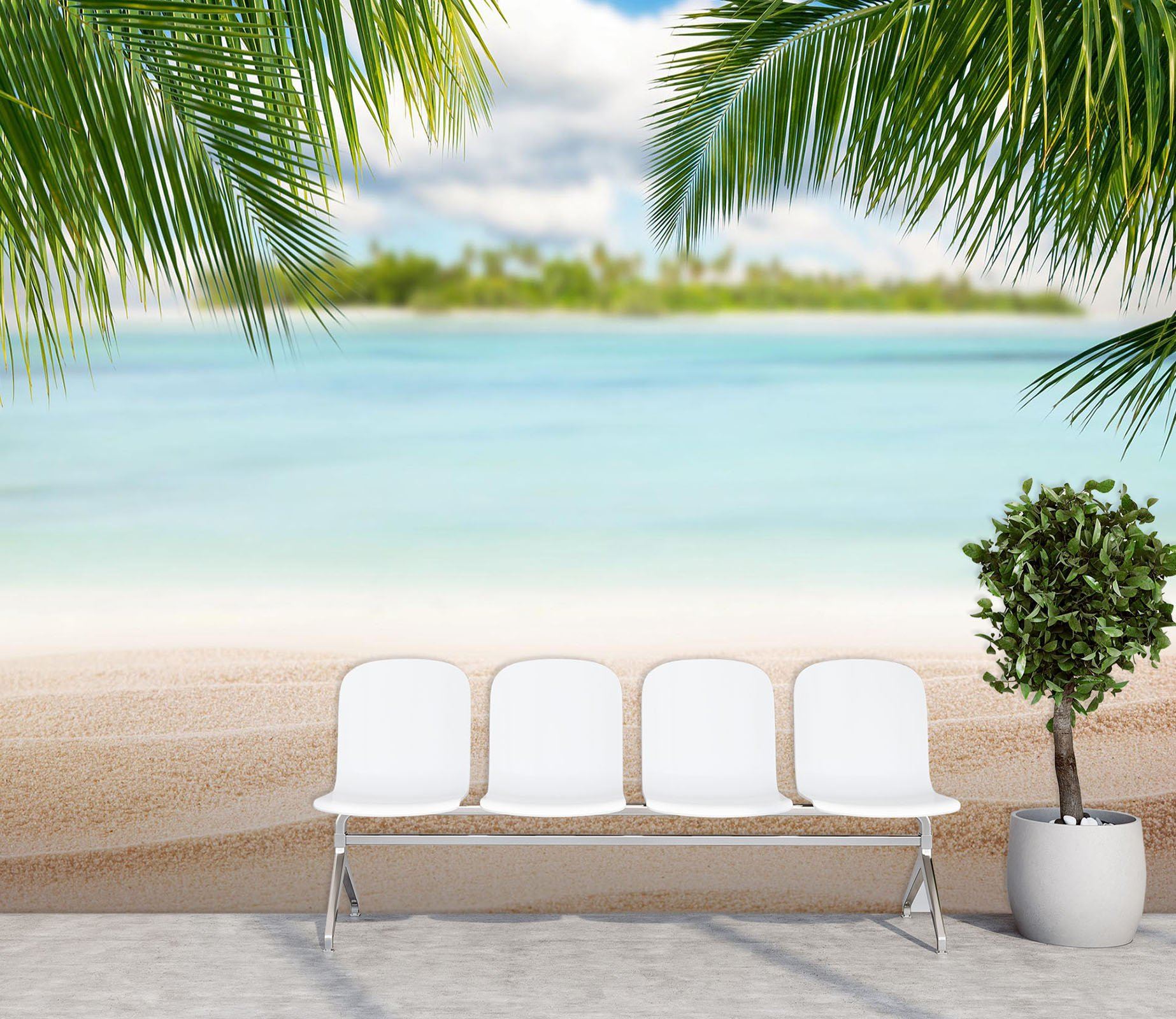 3D Beach Leaves 005 Wall Murals Wallpaper AJ Wallpaper 2 