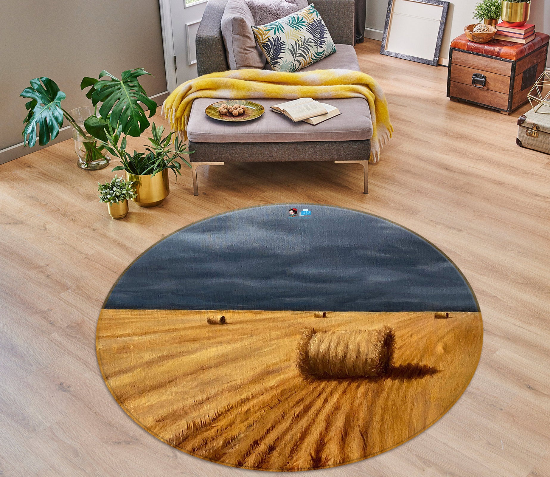3D Grass Ball 18122 Marina Zotova Rug Round Non Slip Rug Mat