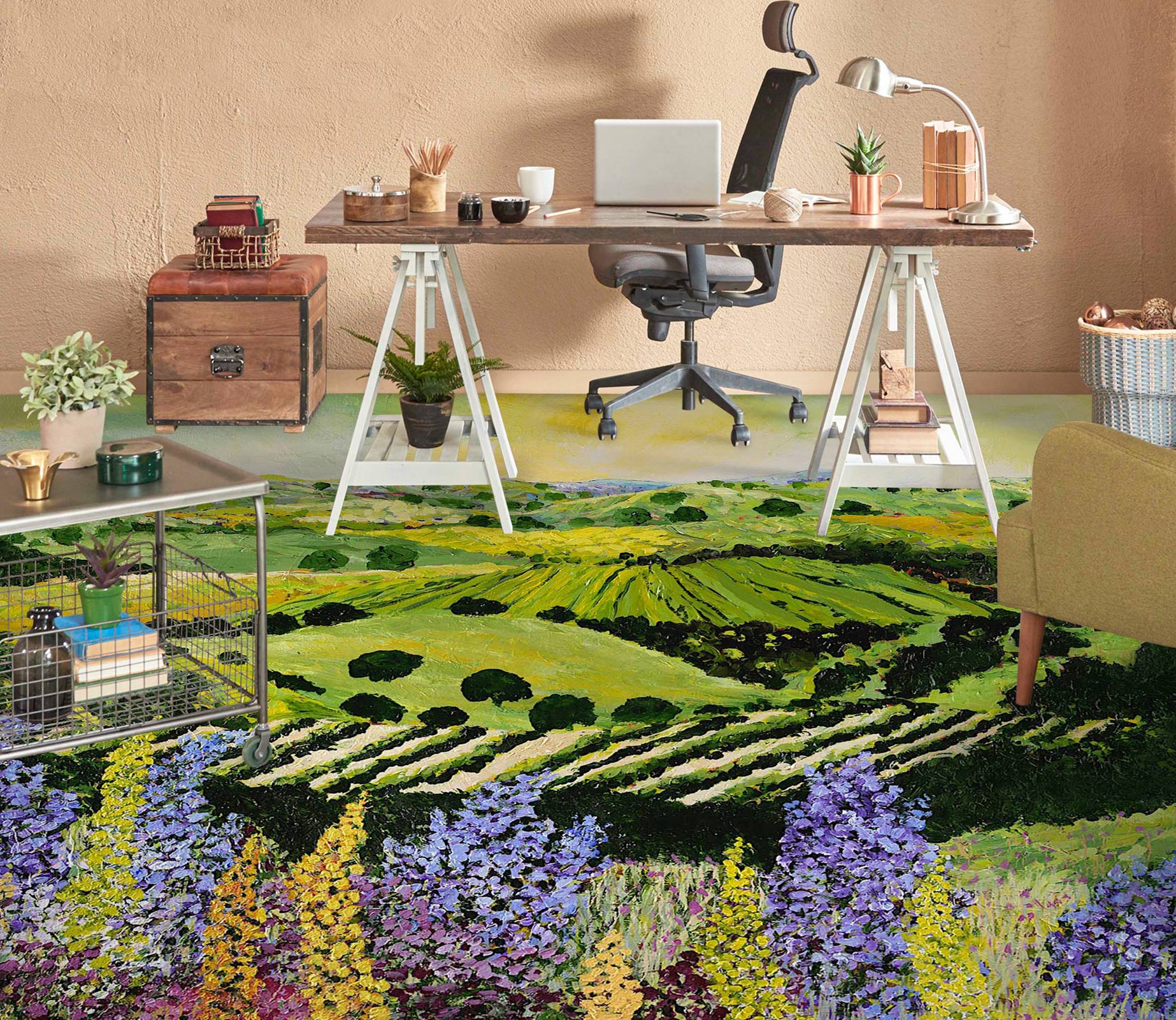 3D Field Purple Flowers 9535 Allan P. Friedlander Floor Mural