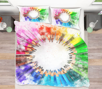 3D Rainbow Pen 19183 Bed Pillowcases Quilt