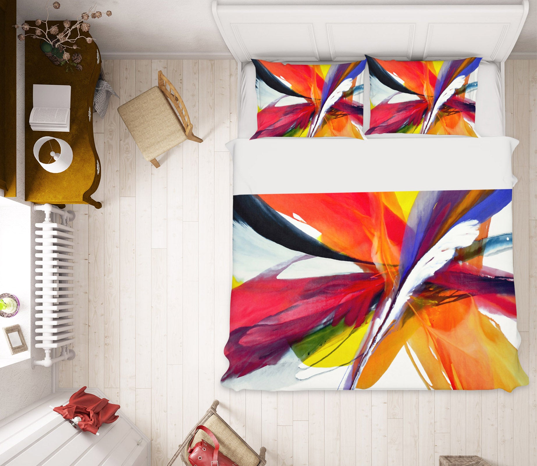 3D Red Feather Pattern 12160 Bed Pillowcases Quilt