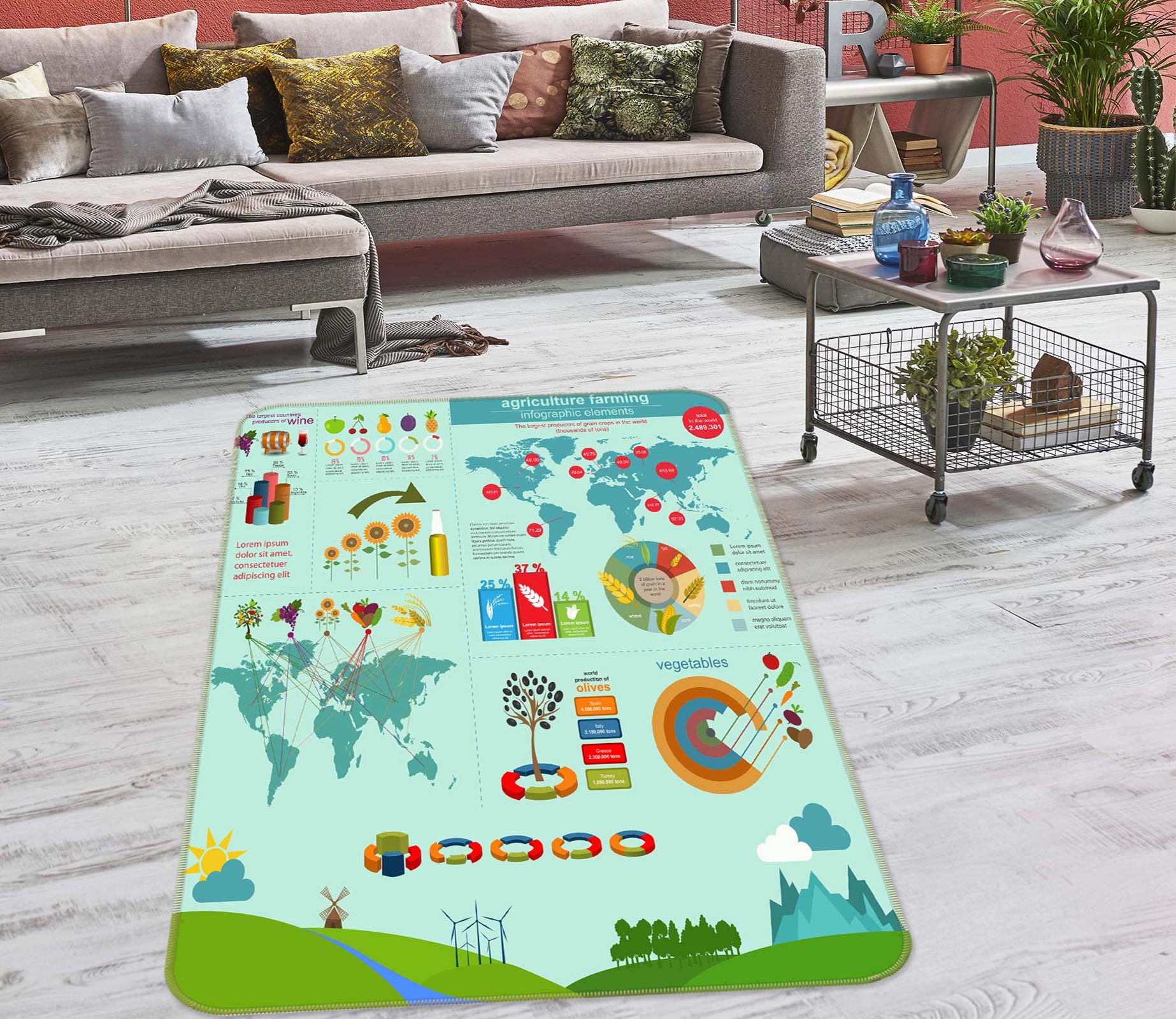 3D Map Pattern 77250 Non Slip Rug Mat