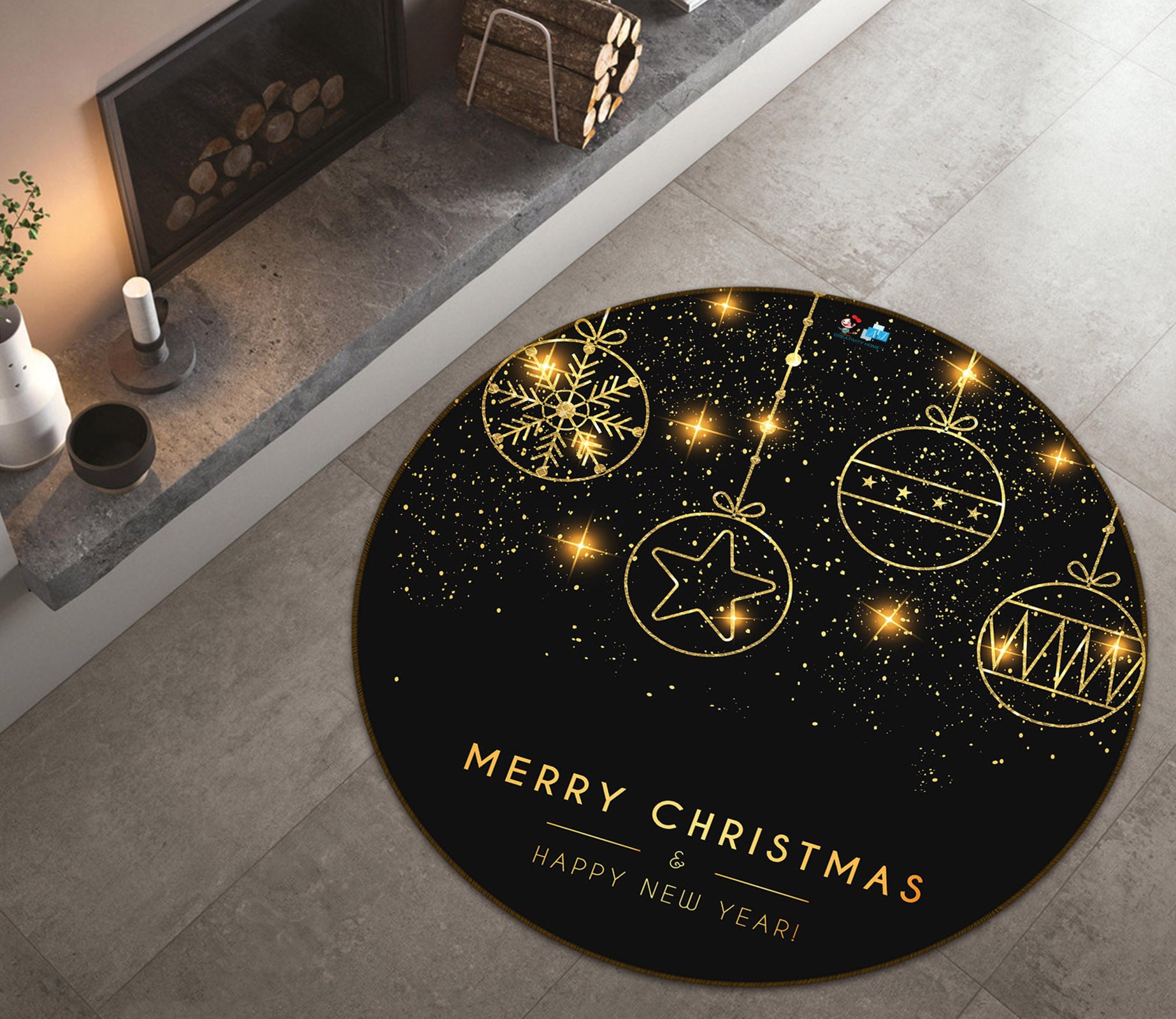 3D Golden Circle 81070 Round Non Slip Rug Mat