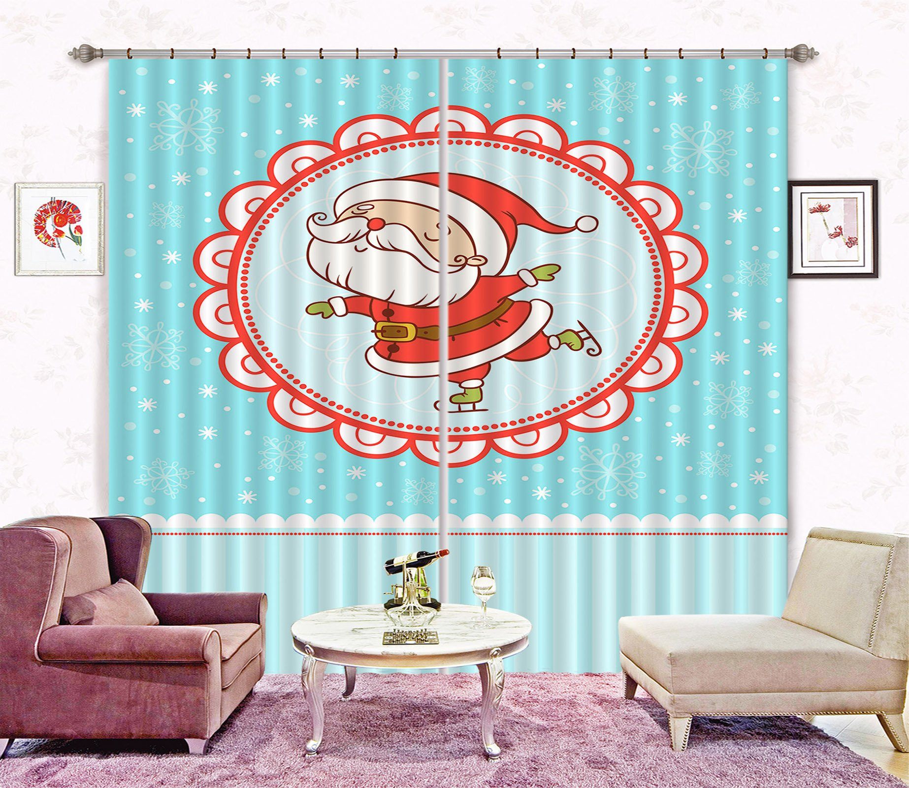 3D Old Man Pattern Lace 66 Curtains Drapes Curtains AJ Creativity Home 