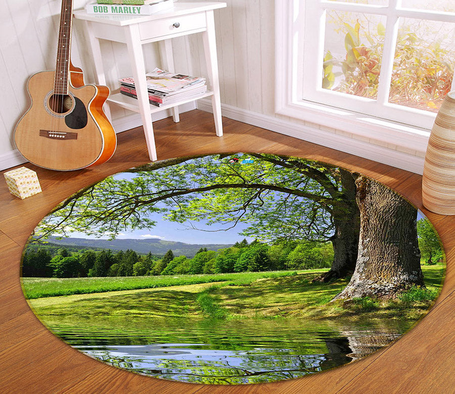 3D Tree 66187 Round Non Slip Rug Mat