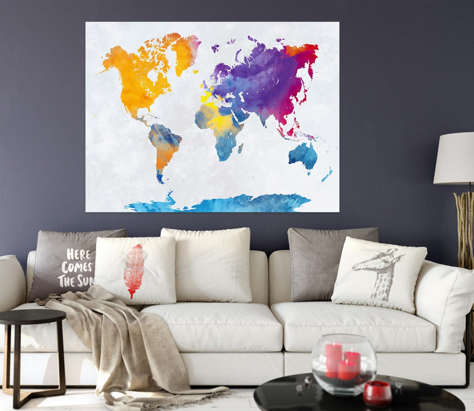 3D Color Pattern 112 World Map Wall Sticker Wallpaper AJ Wallpaper 2 