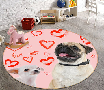 3D Heart Dog 29005 Round Non Slip Rug Mat