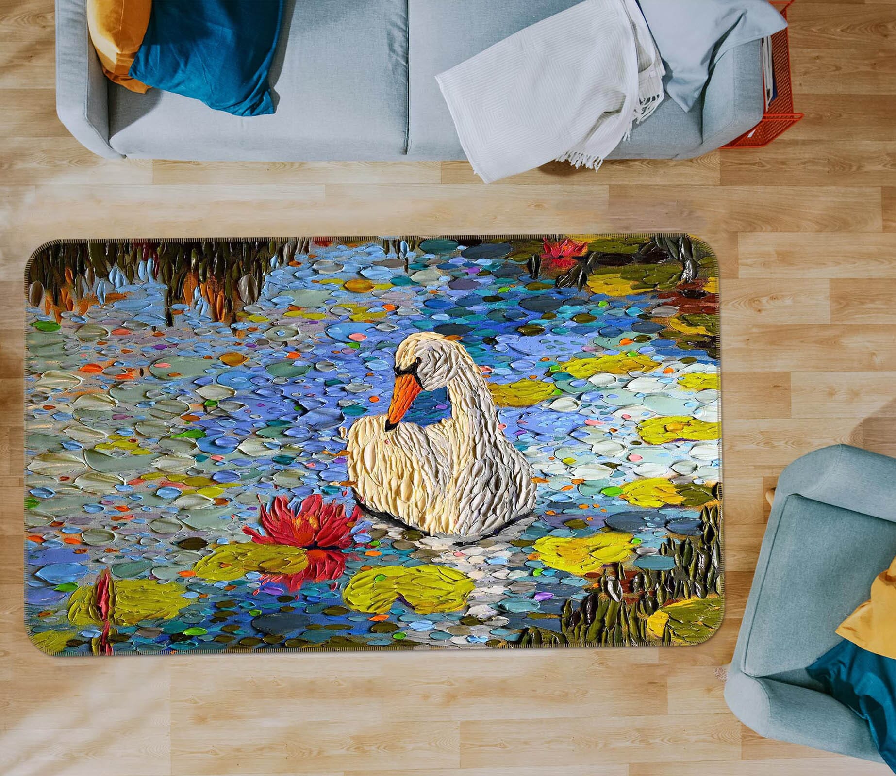 3D Swan Lake 1015 Dena Tollefson Rug Non Slip Rug Mat Mat AJ Creativity Home 