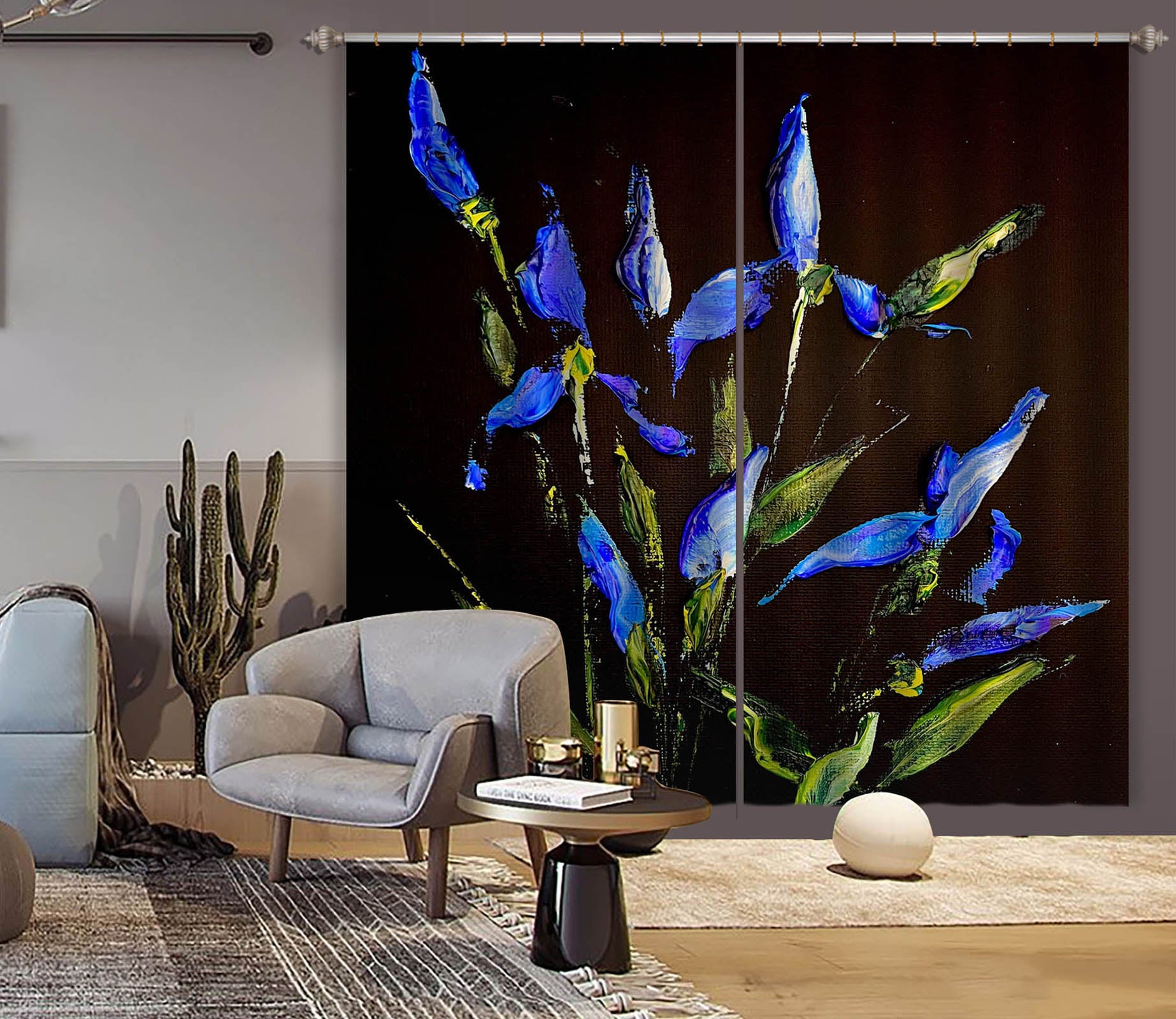 3D Blue Purple Flower 3008 Skromova Marina Curtain Curtains Drapes