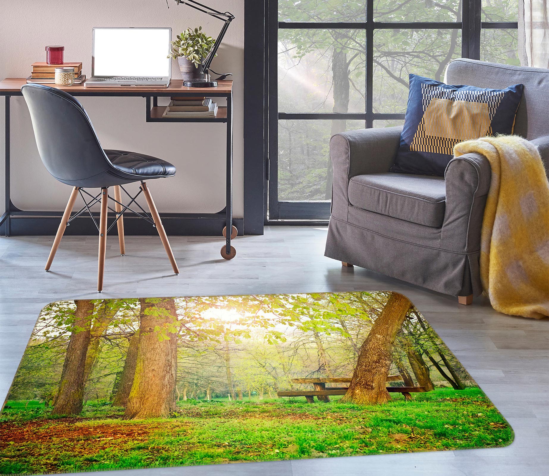 3D Grassland Trees 76256 Non Slip Rug Mat