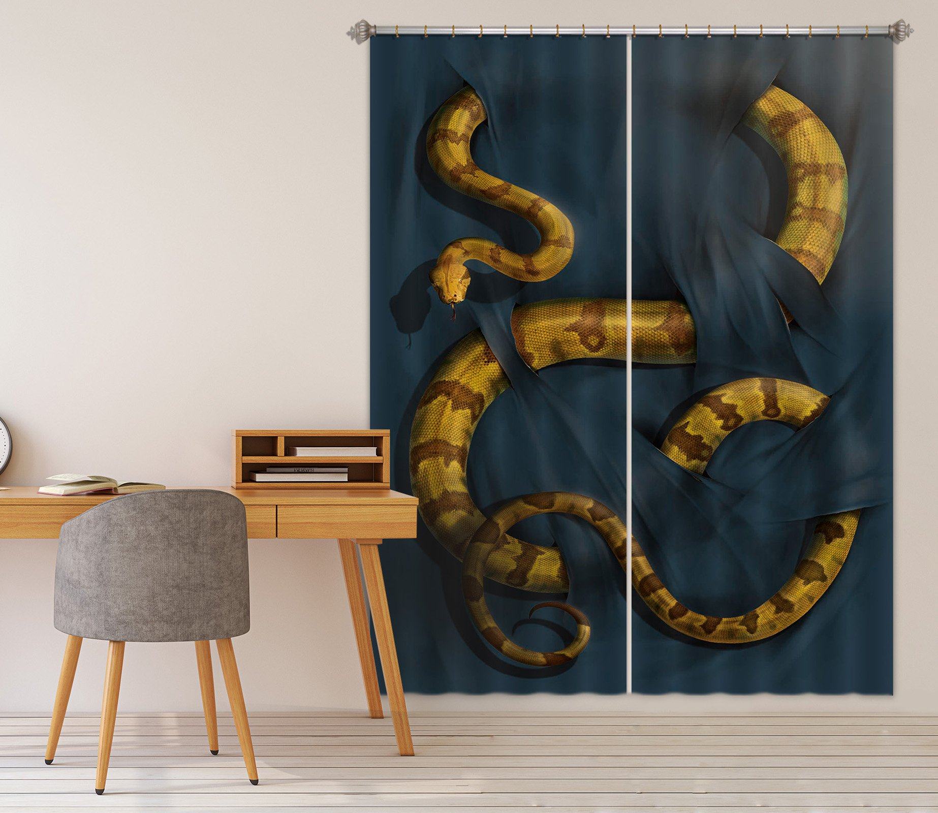 3D Boa Constrictor 014 Vincent Hie Curtain Curtains Drapes Curtains AJ Creativity Home 