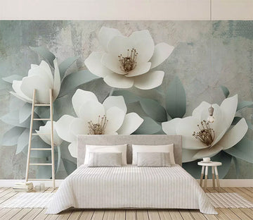 3D White Flowers 1517 Wall Murals Wallpaper AJ Wallpaper 2 