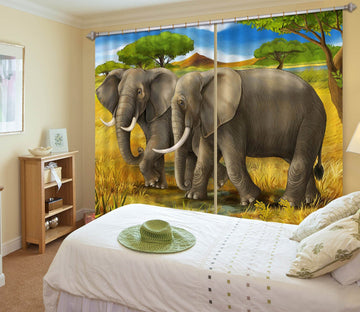 3D Prairie Elephant 799 Curtains Drapes Wallpaper AJ Wallpaper 