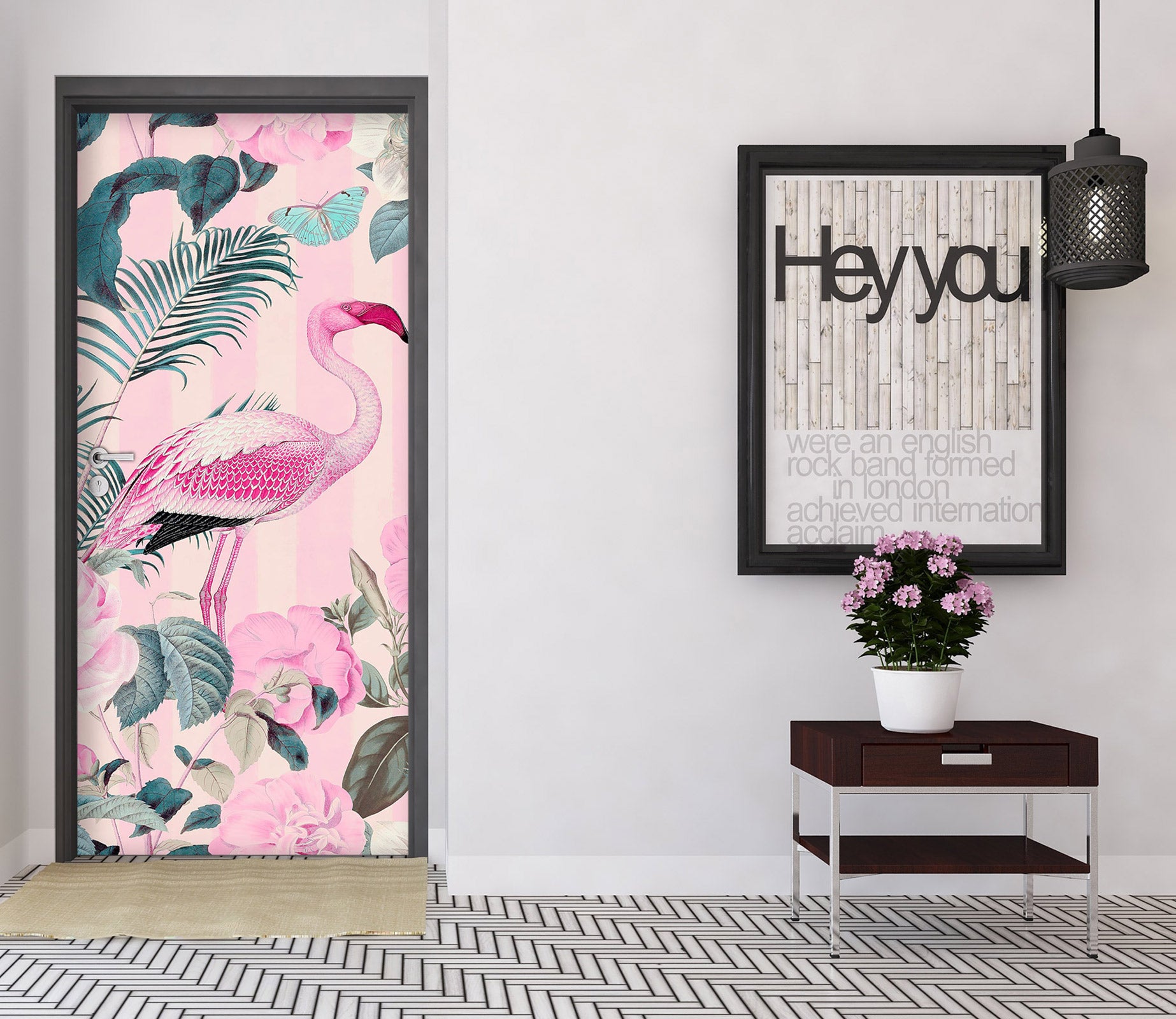 3D Flamingo Rose 118123 Andrea Haase Door Mural
