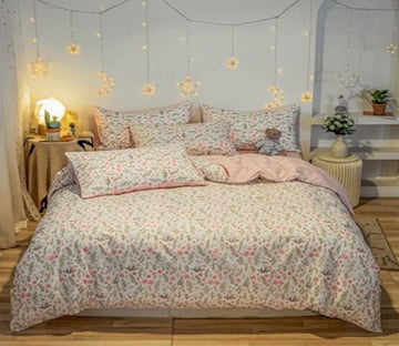 3D Pink Floral 40304 Bed Pillowcases Quilt