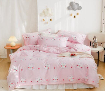 3D Pink Bunny 20019 Bed Pillowcases Quilt