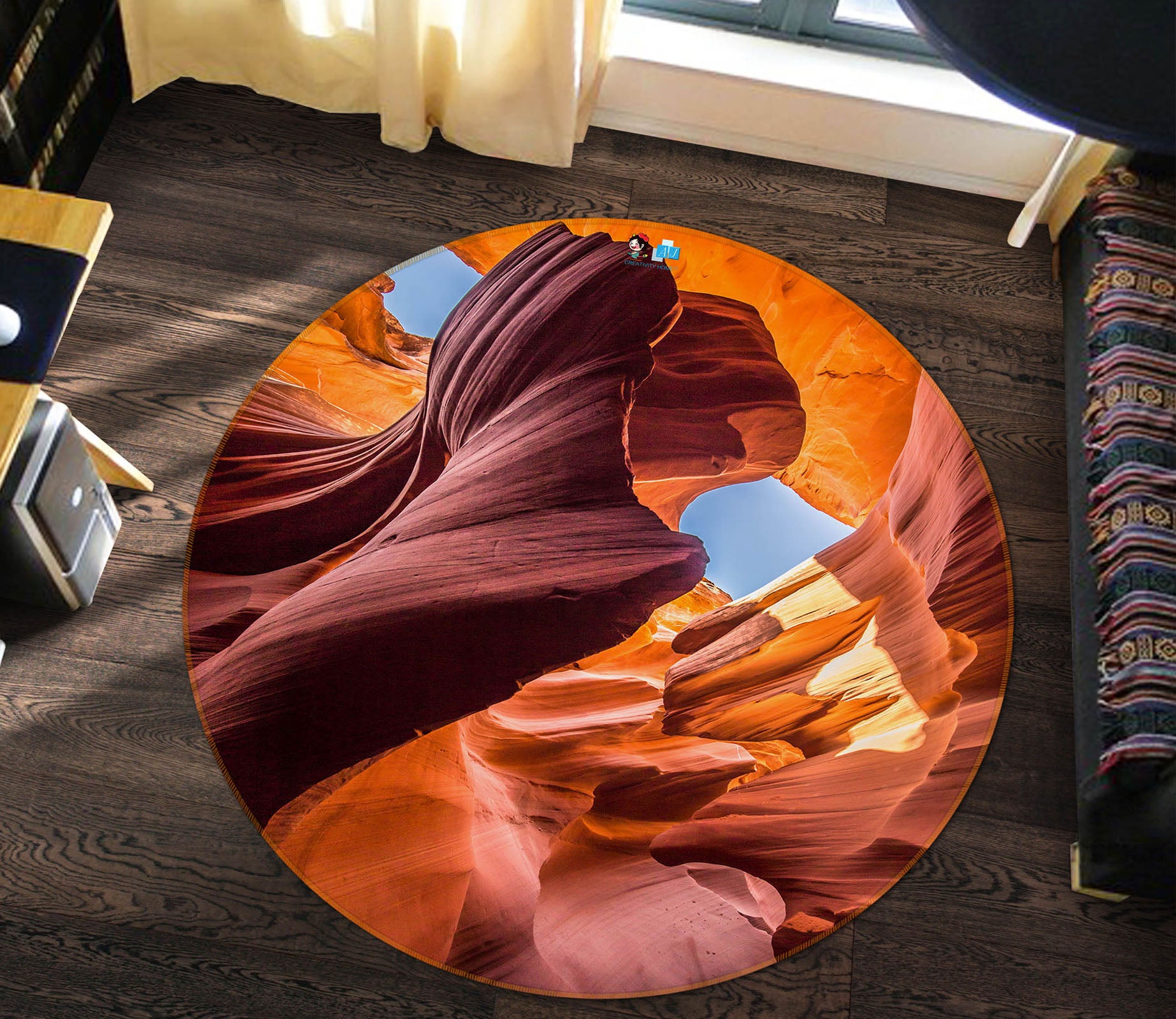 3D Sandstone 69079 Round Non Slip Rug Mat