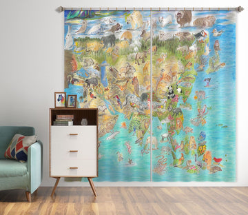 3D Blue Map 041 Michael Sewell Curtain Curtains Drapes Curtains AJ Creativity Home 