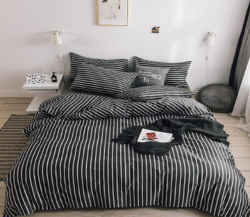 3D Black Pinstripe 17135 Bed Pillowcases Quilt