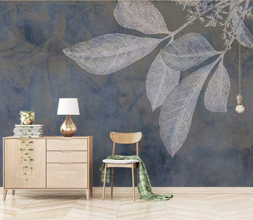 3D Grey Leaves 2060 Wall Murals
