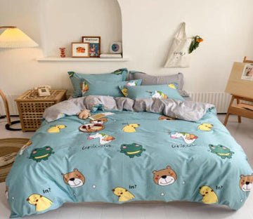 3D Cartoon Bear Frog 16091 Bed Pillowcases Quilt
