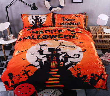 3D Halloween Castle 1197 Bed Pillowcases Quilt