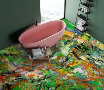 3D Green Paint Texture 9669 Allan P. Friedlander Floor Mural