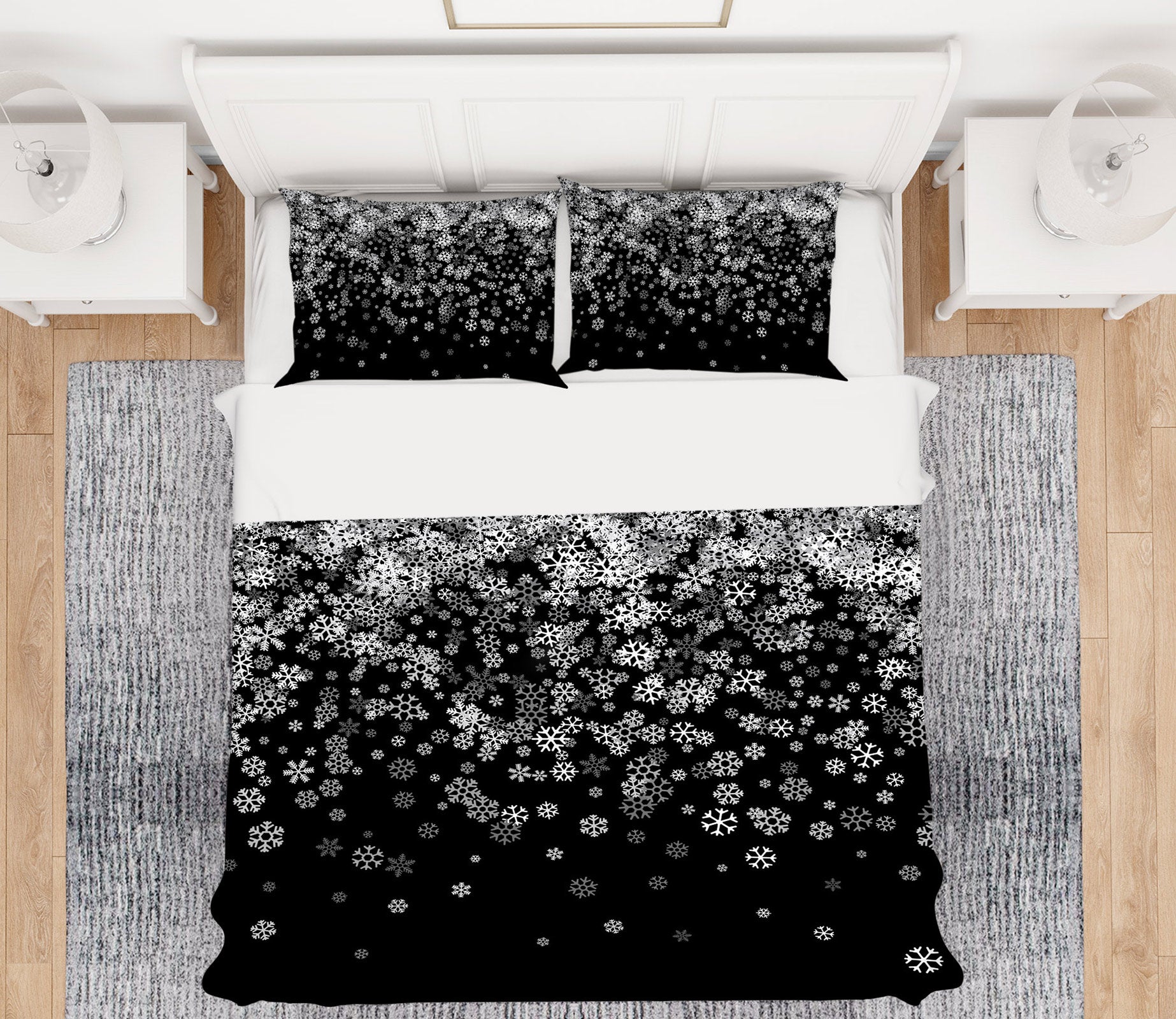 3D Black Snowflake 13219 Bed Pillowcases Quilt
