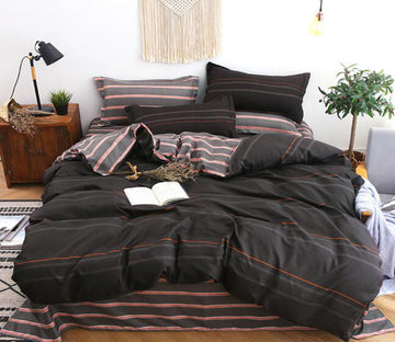 3D Black Brown Bars 12034 Bed Pillowcases Quilt