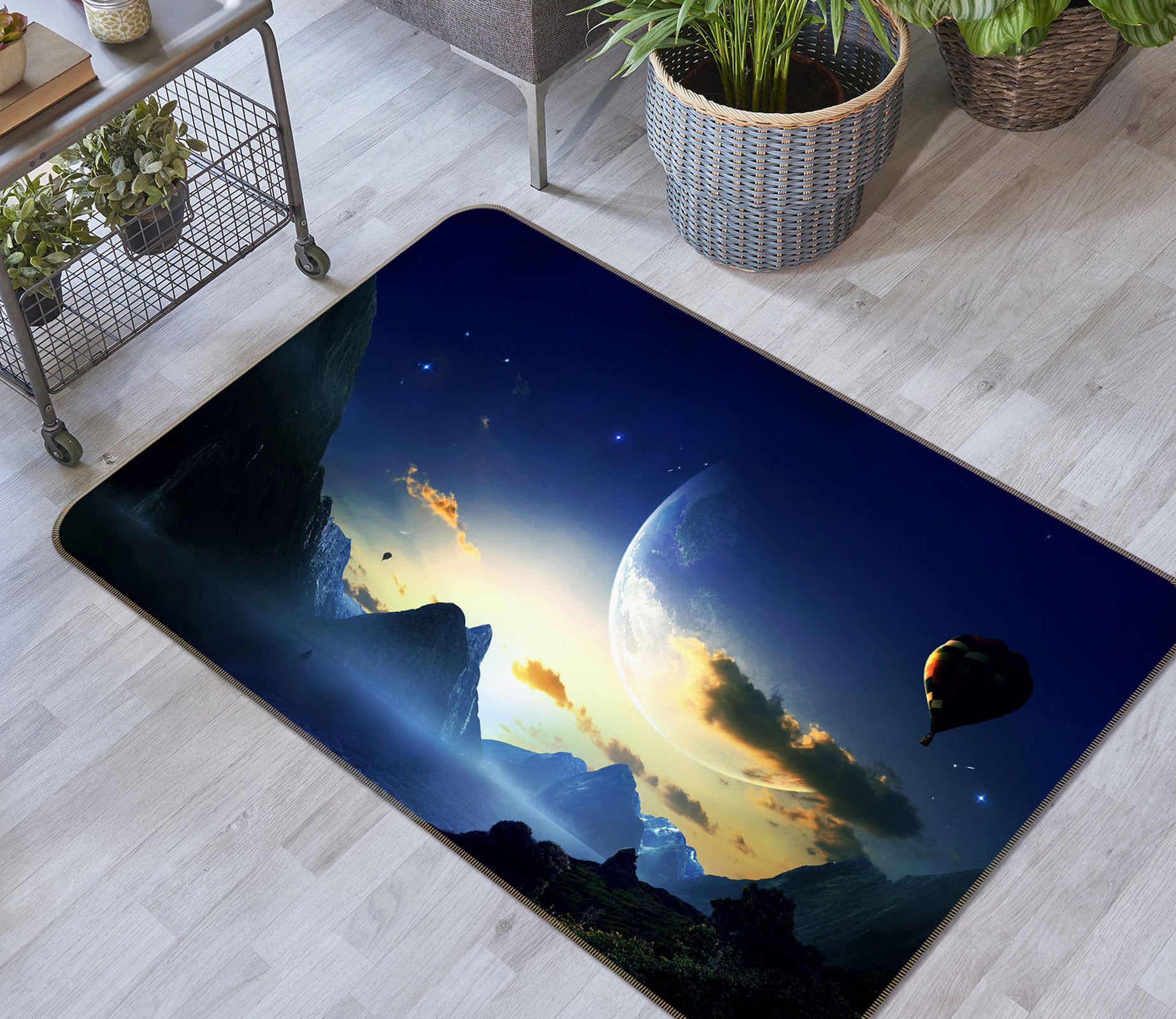 3D Mountains Clouds 31150 Non Slip Rug Mat