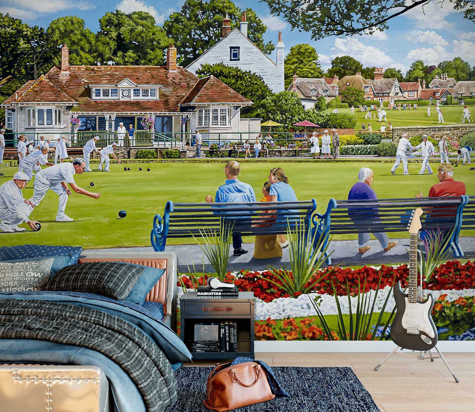 3D Lawn Benches 8927 Trevor Mitchell Wall Mural Wall Murals