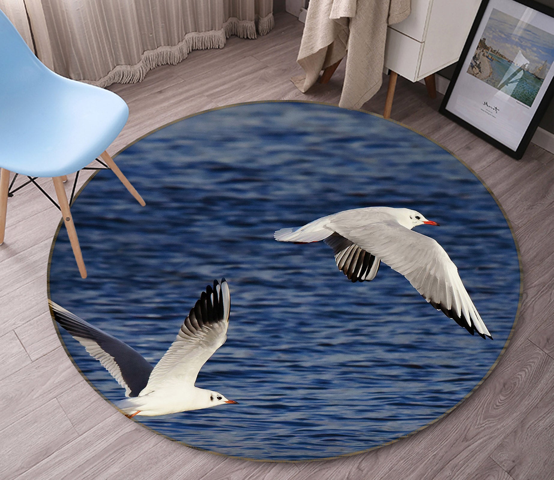 3D Seagull 82044 Animal Round Non Slip Rug Mat