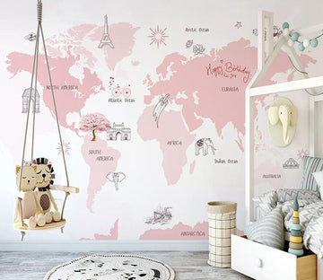 3D Pink Map 1476 Wall Murals Wallpaper AJ Wallpaper 2 