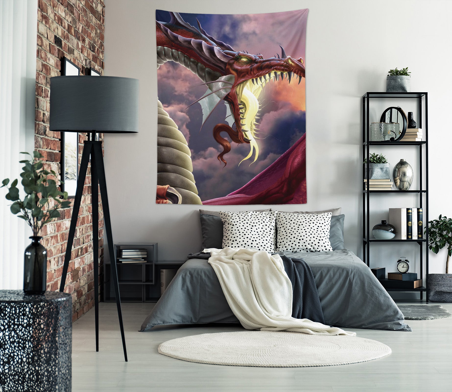 3D Open Mouth Dragon 121179 Tom Wood Tapestry Hanging Cloth Hang
