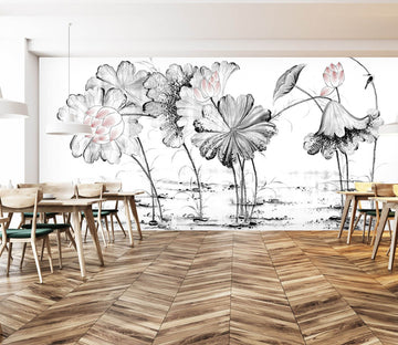 3D Sketch Lotus 1587 Wall Murals Wallpaper AJ Wallpaper 2 