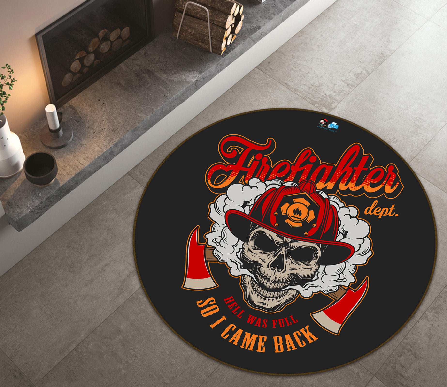 3D Skeleton 81066 Round Non Slip Rug Mat