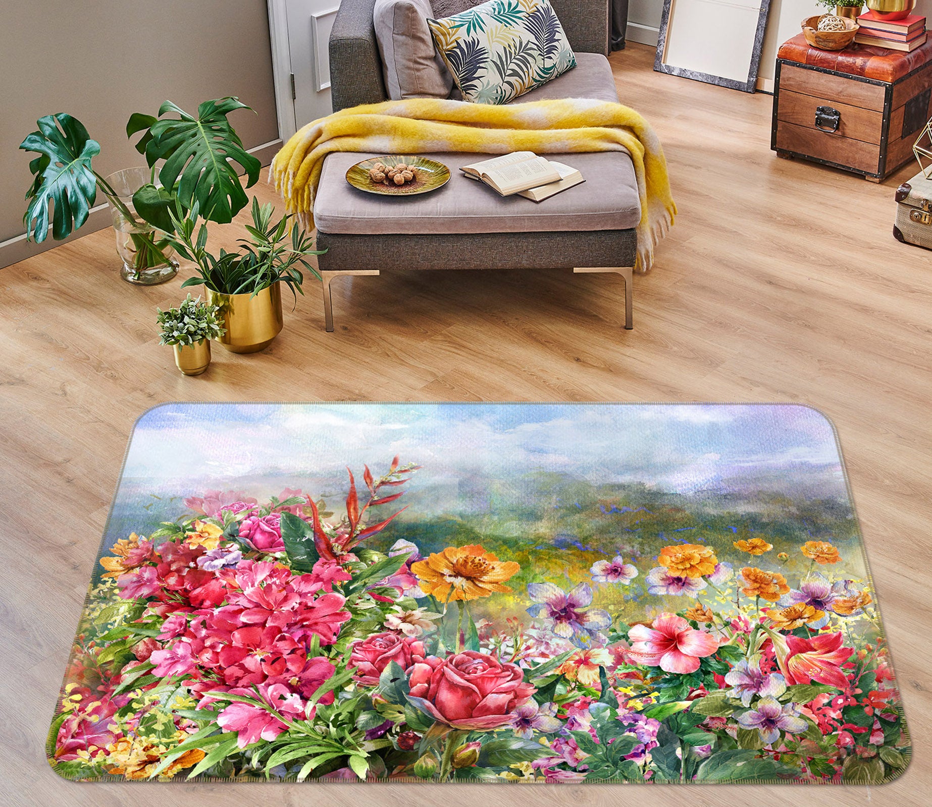 3D Flower Bush 30141 Non Slip Rug Mat