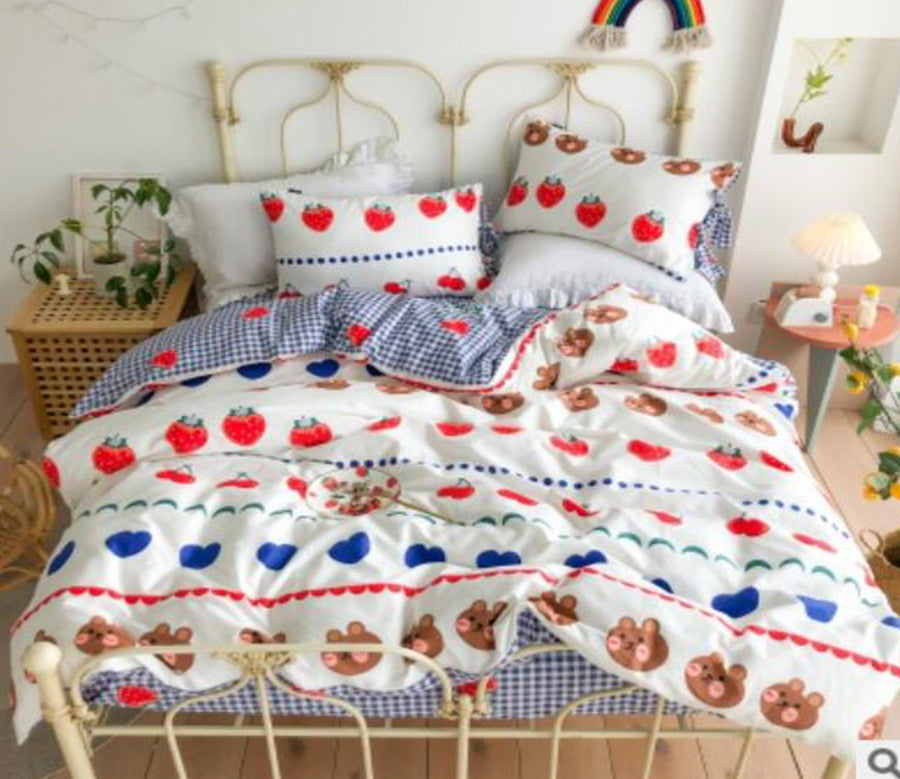 3D Fruit Bear 50050 Bed Pillowcases Quilt