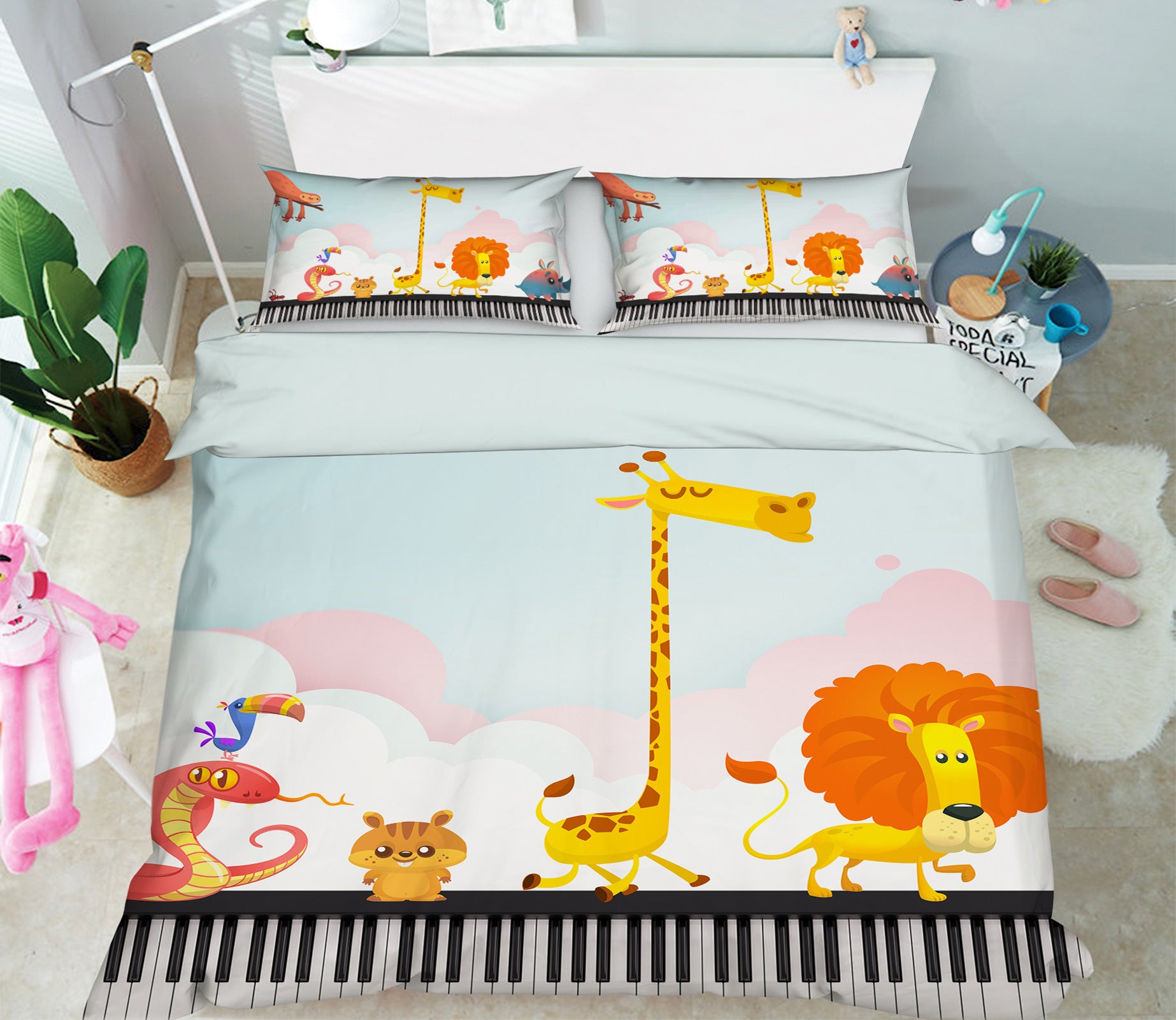 3D Giraffe Lion 13145 Bed Pillowcases Quilt