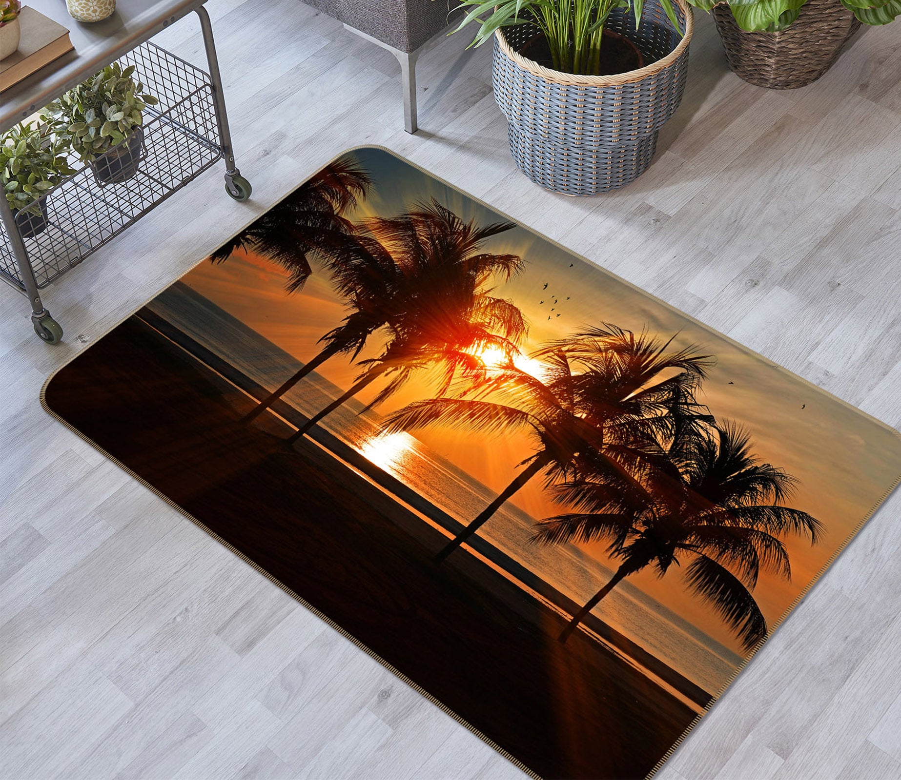 3D Coconut Tree 65106 Non Slip Rug Mat