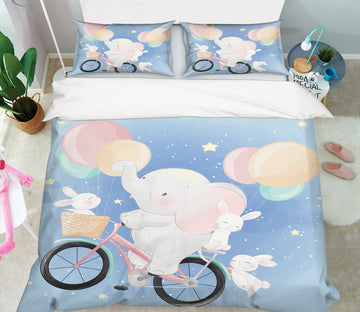 3D Bicycle Balloon Elephant 59072 Bed Pillowcases Quilt