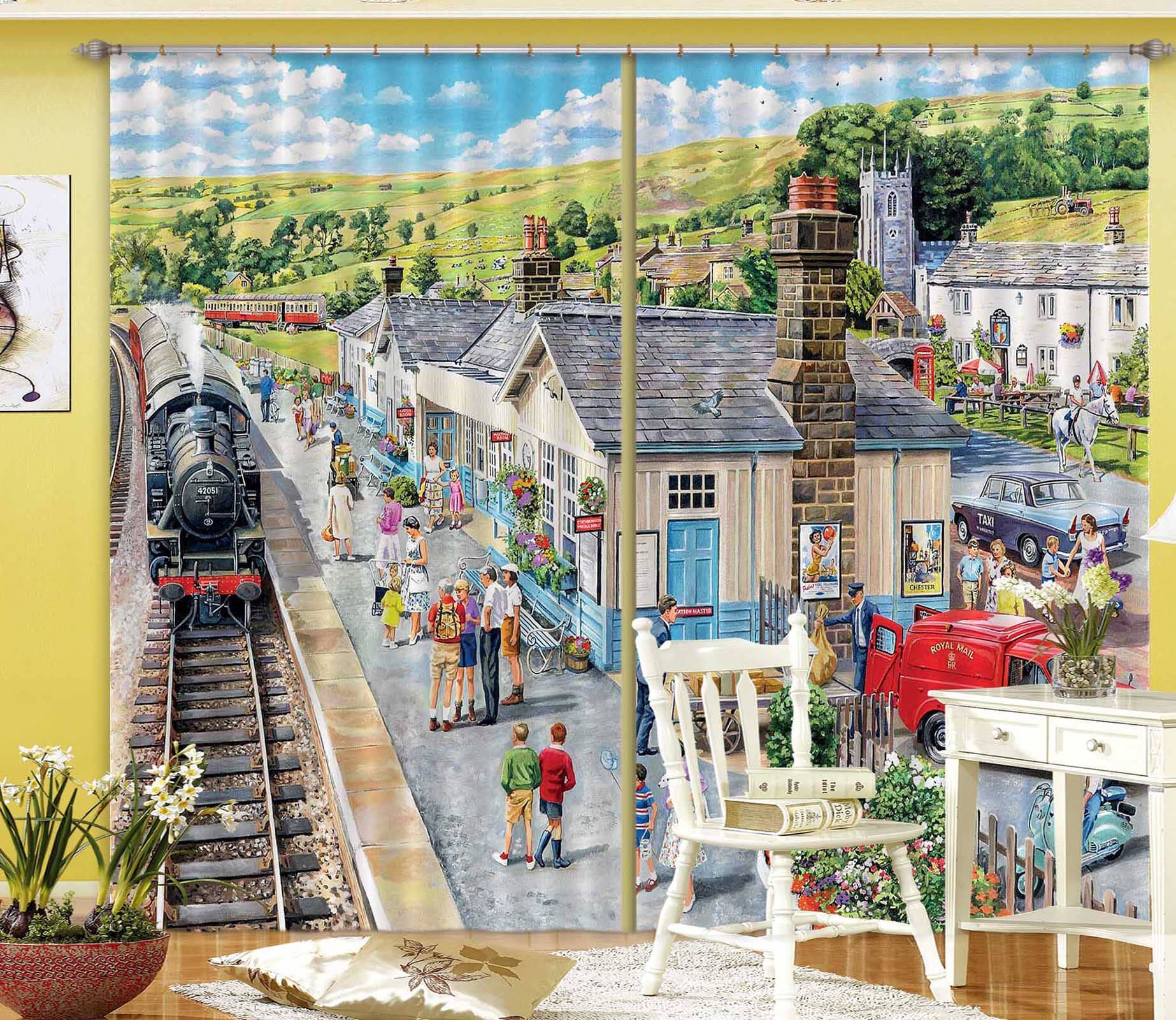 3D The Village Station 115 Trevor Mitchell Curtain Curtains Drapes Curtains AJ Creativity Home 