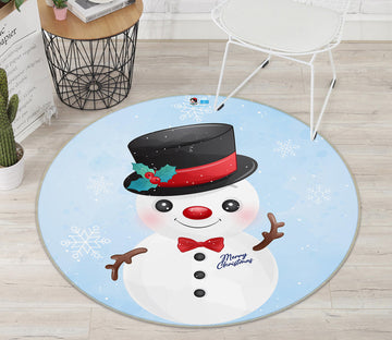 3D Snowman 75076 Round Non Slip Rug Mat