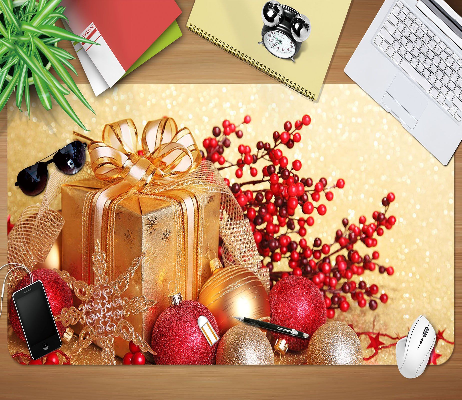 3D Golden Gift Box 040 Desk Mat Mat AJ Creativity Home 