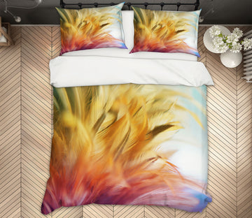 3D Golden Feather 60034 Bed Pillowcases Quilt